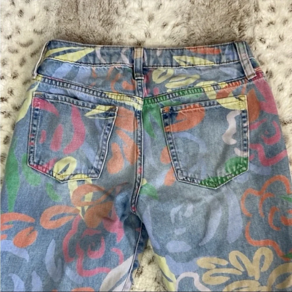 GAP Kids girlfriend jeans girls size 14 cutoff Hawaiian neon floral girlhoodcore